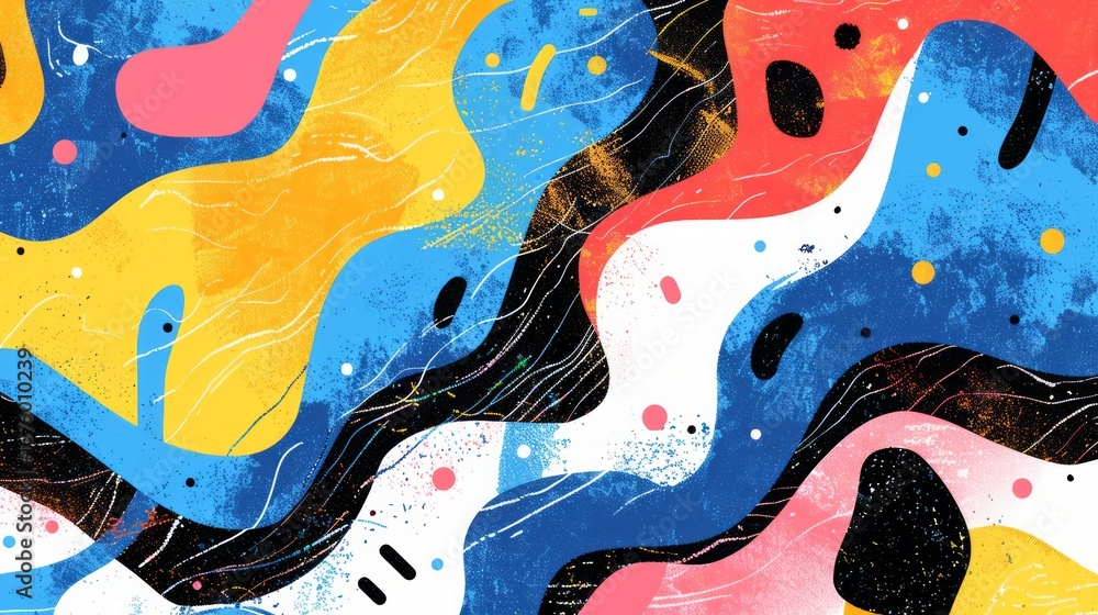 Poster the image showcases an abstract, psychedelic design with intricate patterns and bold shapes