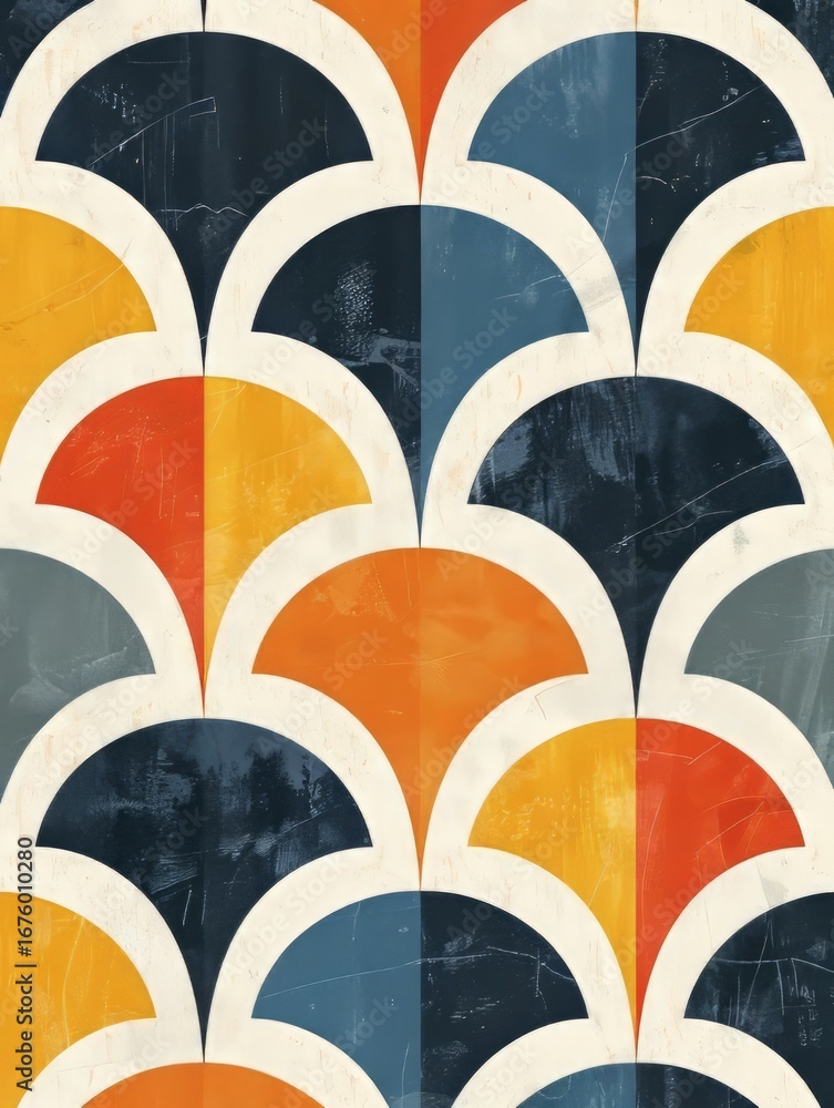 Poster the image shows a seamless, geometric pattern composed of overlapping arches.
