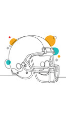 Illustrative outline of a football helmet with colorful bubbles floating around showing athletic spirit
