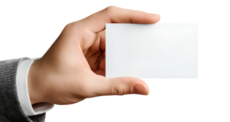 hand holding a blank card, transparent background, png file
