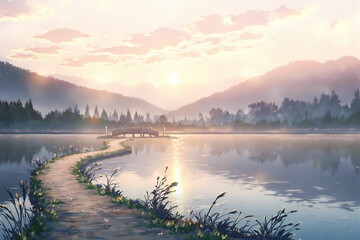 Fototapeta premium Whispering Lake at Golden Hour