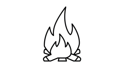 Stylized Outline of a Campfire with Burning Logs.
