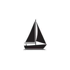 Simple Boat Icon Symbol in Black and White Illustration