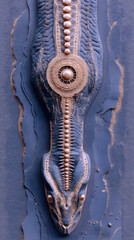 Aboriginal Australian Myth・Rainbow Serpent's Spine Mountains | Serpent Fossil Spine as Ranges, Rainbow Ore Streams from Vertebrae, Kangaroo-Pouch Canyons from Ribs, Dreamtime Totems in Eye Sockets