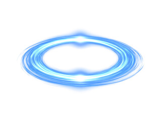 Dynamic blue light streaks forming an abstract elliptical shape
