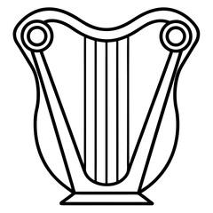 Harp Musical Instrument Line Art Icon Vector