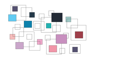 Bright squares on a white background. Festive background, disco. Design element,Random digital signal error. Abstract contemporary background.