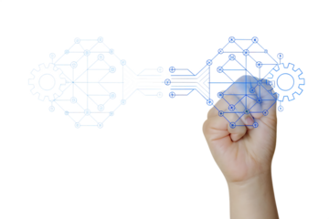 hand drawing icons representing artificial intelligence isolated on white background, png, ai generated.