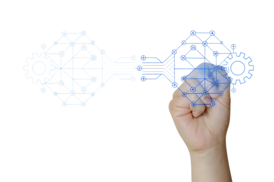 hand drawing icons representing artificial intelligence isolated on white background, png, ai generated. - Powered by Adobe