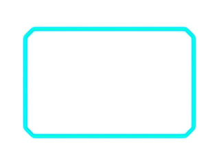 Bright cyan neon glowing rectangular frame with rounded corners