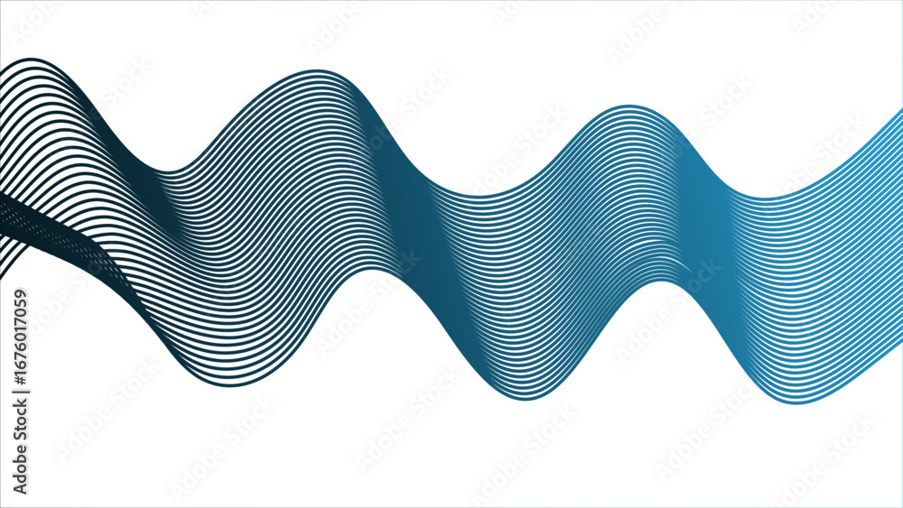 Poster abstract modern background with flowing wave lines in gradient shades of blue and aqua. smooth, curv