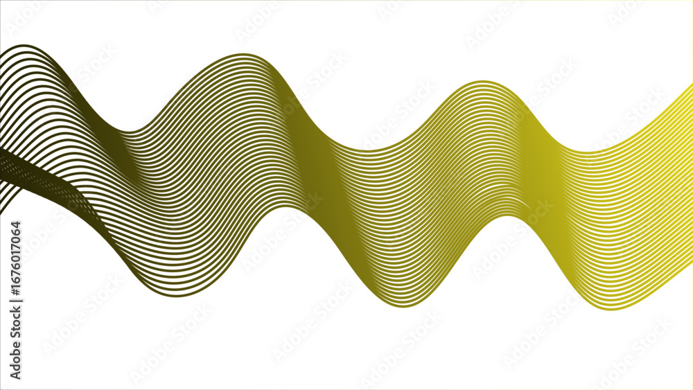 Poster abstract modern background with flowing wave lines in gradient shades of golden and aqua. smooth, cu