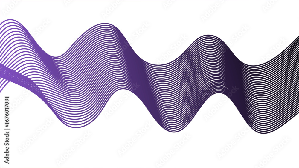 Poster abstract modern background with flowing wave lines in gradient shades of porple and aqua. smooth, cu