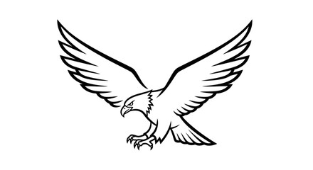 Stylized black and white line art eagle with wings spread.