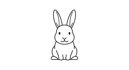Simple Line Drawing of a Cute Rabbit.