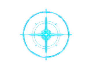 Abstract glowing blue sci-fi target symbol with futuristic digital elements