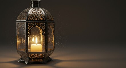 Ornate Lantern with Candlelight