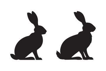 Two black rabbit silhouettes sitting side by side