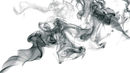Abstract grayscale smoke swirls on black background