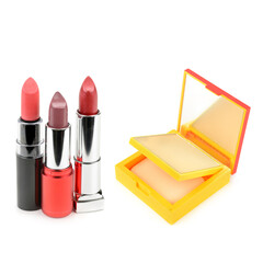 Set of Cosmetics and Makeup Products on White