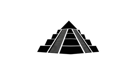 Stepped Pyramid Icon - Black Silhouette Illustration.