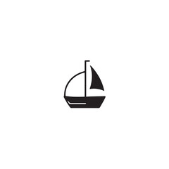 Simple Boat Icon Symbol in Black and White Illustration