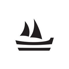 Simple Boat Icon Symbol in Black and White Illustration