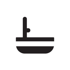 Simple Boat Icon Symbol in Black and White Illustration
