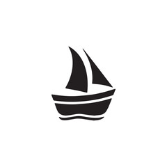 Simple Boat Icon Symbol in Black and White Illustration