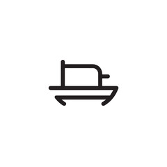 Simple Boat Icon Symbol in Black and White Illustration