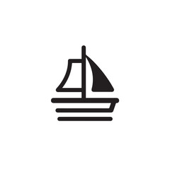 Simple Boat Icon Symbol in Black and White Illustration