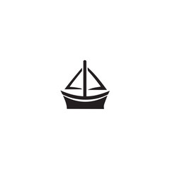 Simple Boat Icon Symbol in Black and White Illustration