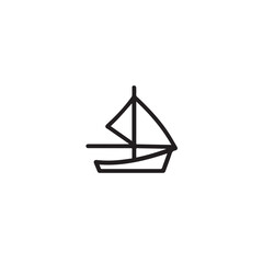 Simple Boat Icon Symbol in Black and White Illustration