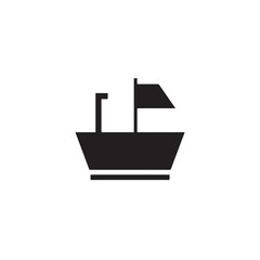 Simple Boat Icon Symbol in Black and White Illustration