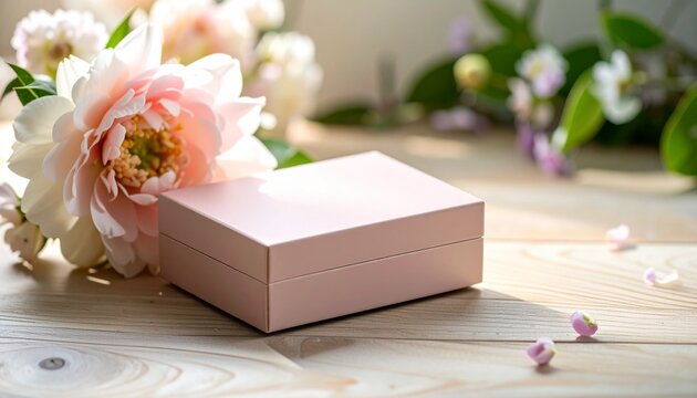 Compact Blush Box with Smooth Texture on Light Wood_A simple, compact blush box 