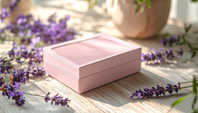 Compact Blush Box with Smooth Texture on Light Wood_A simple, compact blush box 