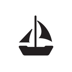 Simple Boat Icon Symbol in Black and White Illustration