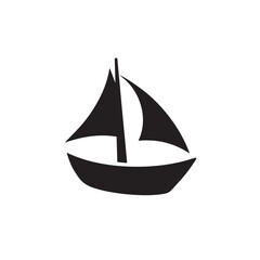 Simple Boat Icon Symbol in Black and White Illustration