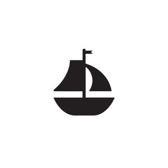Simple Boat Icon Symbol in Black and White Illustration