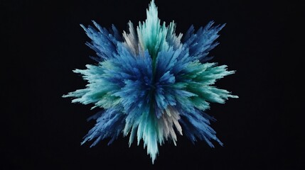 Obraz premium Abstract molecular explosion geometry energy waves and color burst in clean black space