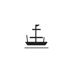 Simple Boat Icon Symbol in Black and White Illustration