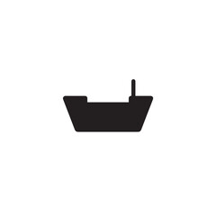 Simple Boat Icon Symbol in Black and White Illustration