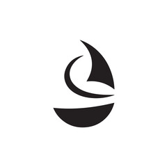 Simple Boat Icon Symbol in Black and White Illustration