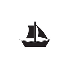Simple Boat Icon Symbol in Black and White Illustration