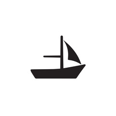 Simple Boat Icon Symbol in Black and White Illustration