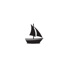 Simple Boat Icon Symbol in Black and White Illustration