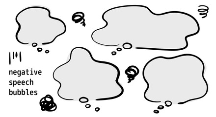 もやもやネガティブとポジティブの手書きの吹き出しと漫符のあしらいセット