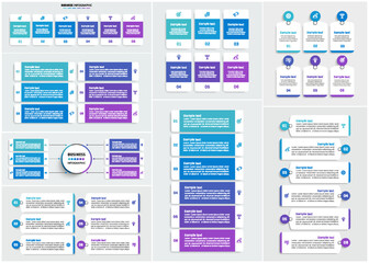Collection of business infographic design template with options, steps or processes. Can be used for workflow layout, diagram, number options, web design	
