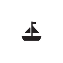 Simple Boat Icon Symbol in Black and White Illustration