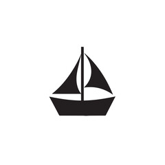 Simple Boat Icon Symbol in Black and White Illustration